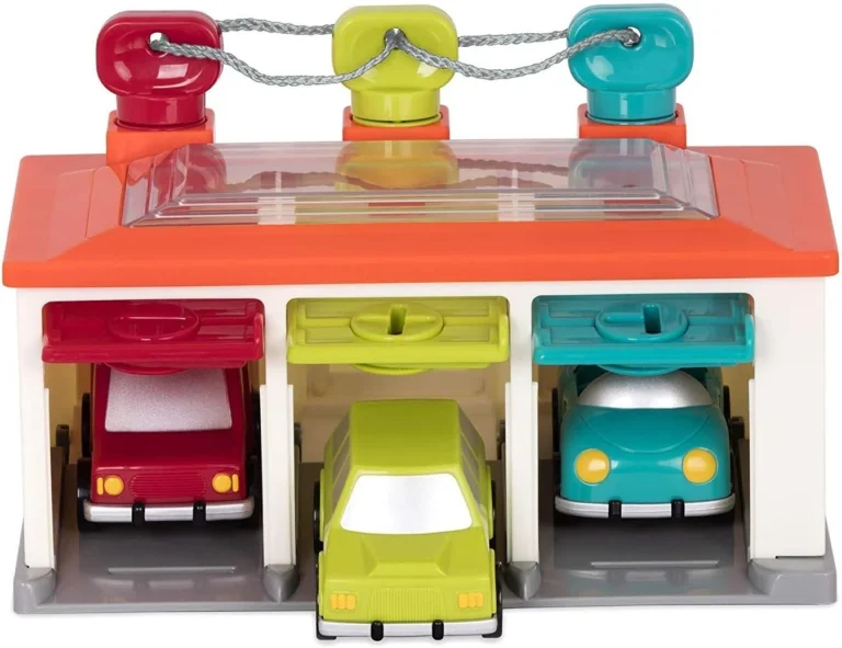 Battat 3-Car Garage, Color Sorting Push-and-Go Playset for Toddlers