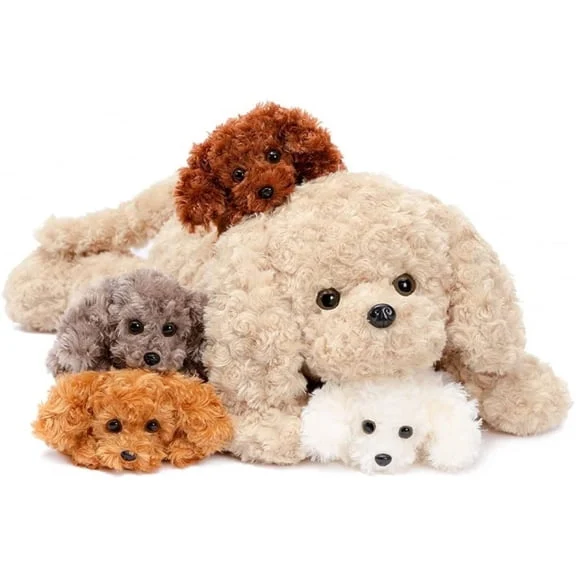 MorisMos 24 in Puppy Stuffed Animal Mommy Dog with 4 Baby Plush Toys