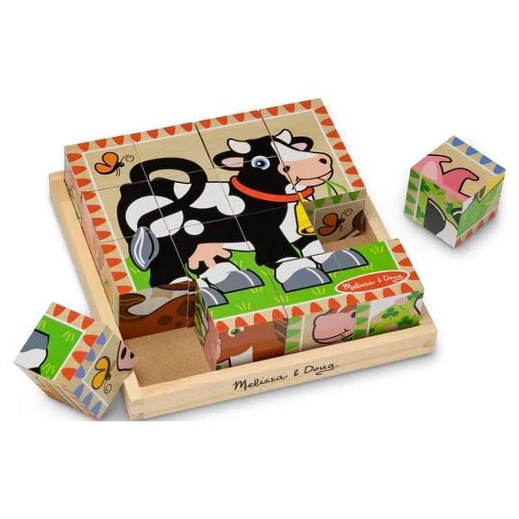 Melissa & Doug Farm Wooden Cube Puzzle
