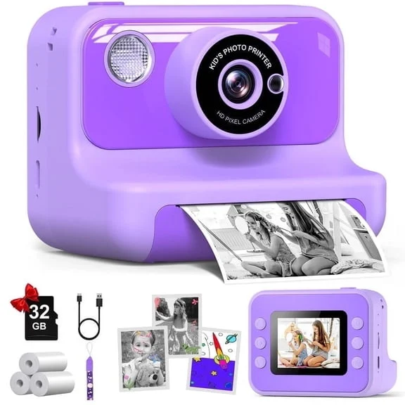 Kids Instant Print Camera with 32GB Card