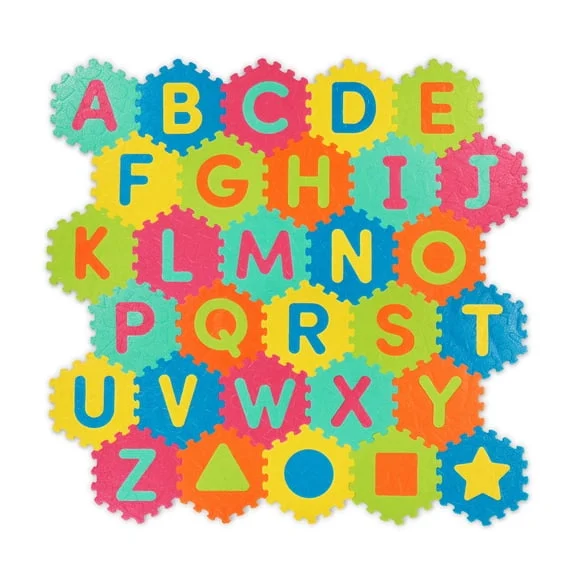Battat Honeycomb ABCs Foam Play Mat, 30 Tiles