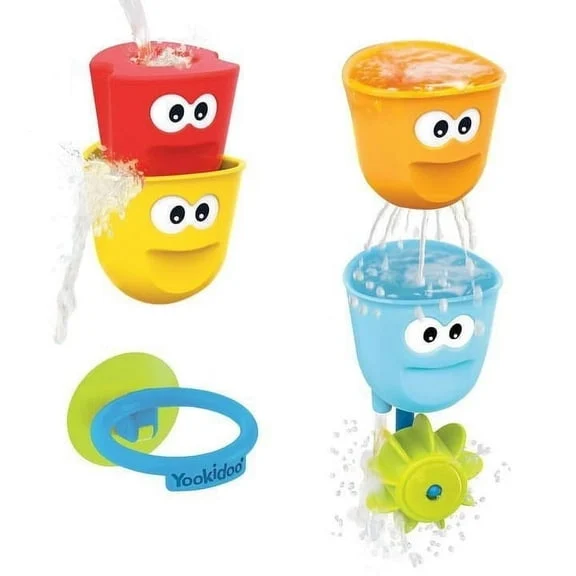 Yookidoo Fill 'N' Spill Stackable Bath Cups, Set of 4