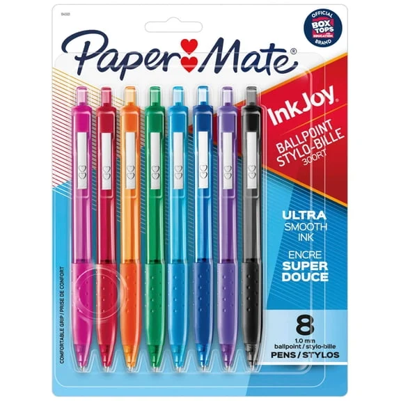 Paper Mate InkJoy Retractable Ballpoint Pens, Assorted Colors, 8 Count