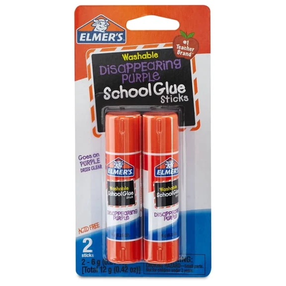 Elmer's Disappearing Purple School Glue Sticks, 2 Count