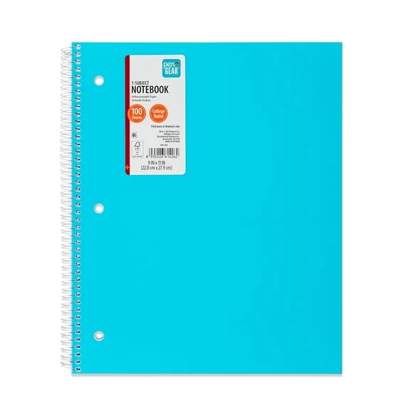 Pen+Gear College Ruled Poly 1-Subject Notebook, 100 Sheets